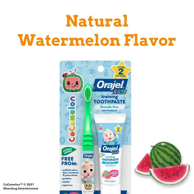 Orajel Kids Fluoride-Free Training Toothpaste with Brush, CocoMelon