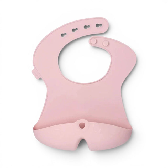 b.box Silicone Bib-Crumb Catcher-Adjustable Neck Closure-Snap Button-Blush-For Infants