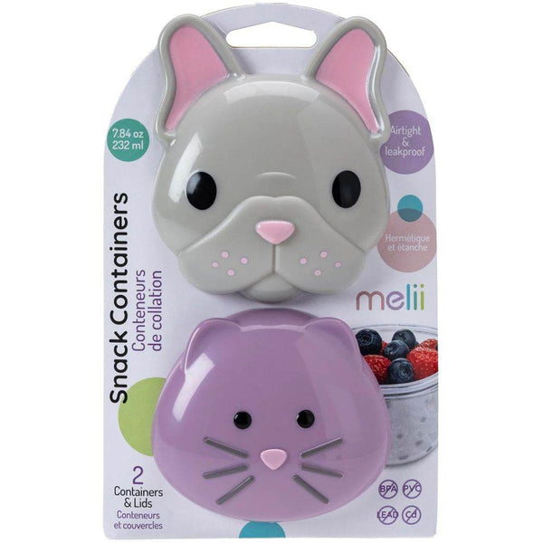 Melii Snack Container - Bulldog & Cat - 2 pack (PP base) - BabyAmore