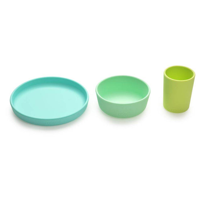 Melii 3 Piece Silicone Feeding Set (Green/Blue)