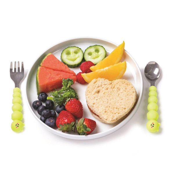 Melii Silicone Spoon & Fork Set - Caterpillar - BabyAmore