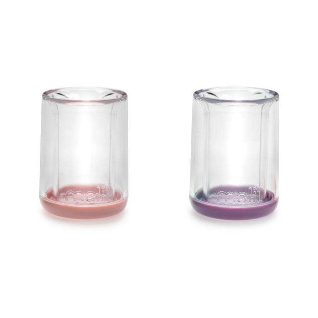 Melii Double Walled Bear Cup - 2 pack,Pink and Purple