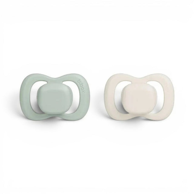 b.box Pacifier Intuitive Symmetrical Silicone Teat-Pack of 2-Sage & Vanilla