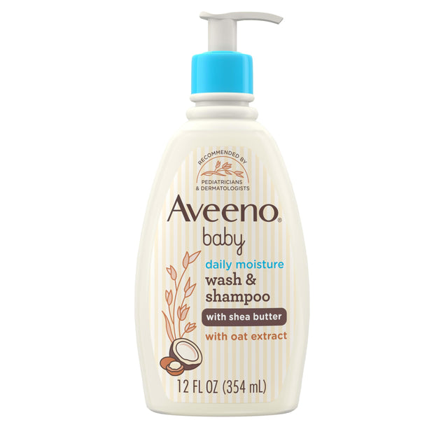 Aveeno Baby Daily Moisture Wash & Shampoo with Shea Butter, 354ml