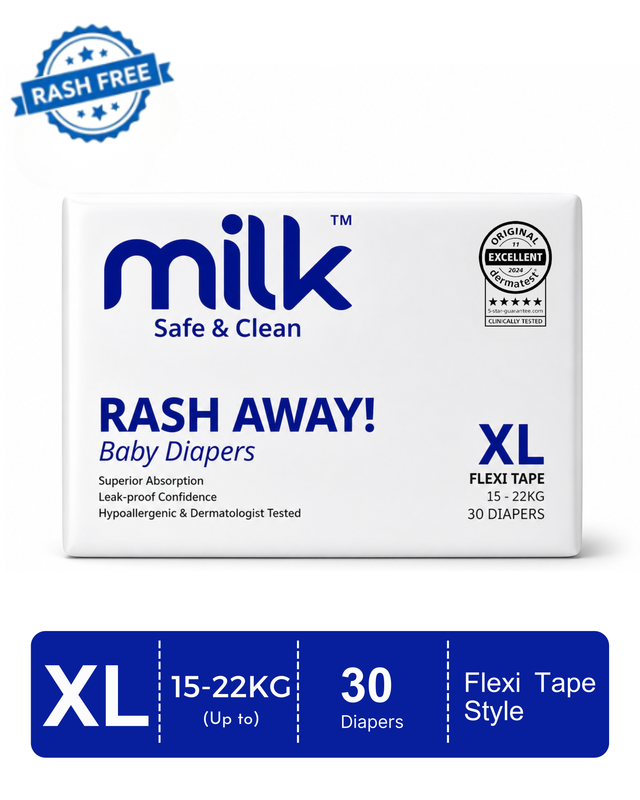 MILK Baby Diaper Flexi Tape, Size XL - 30 Pcs, 15 To 22 KG
