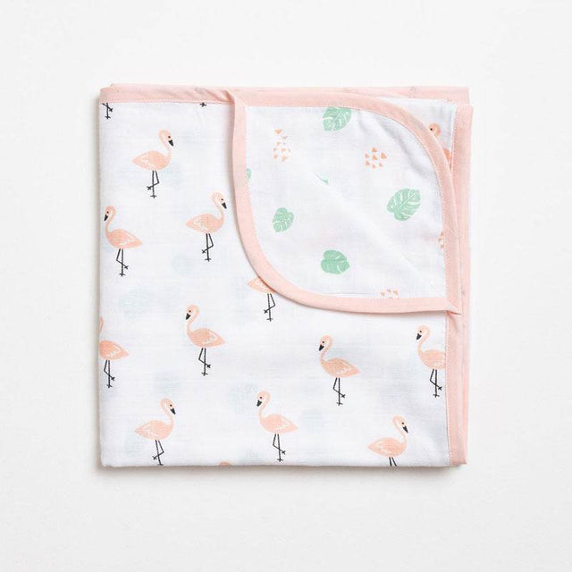 Aariro Reversible Muslin Blanket - Tropical Flamingo