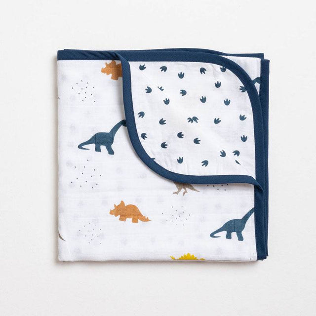 Aariro Reversible Muslin Blanket - Little Dino