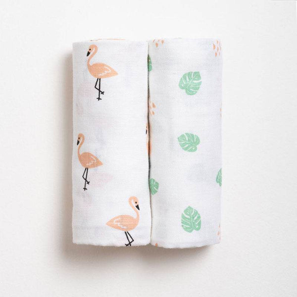 Aariro Muslin Swaddle - Tropical Flamingo - BabyAmore