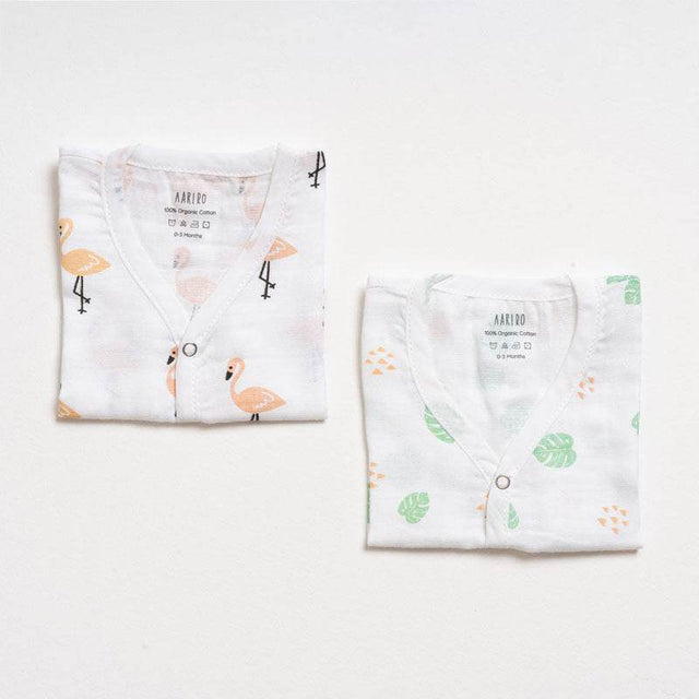 Aariro Muslin Jabla set - Tropical flamingo (2 Pcs)