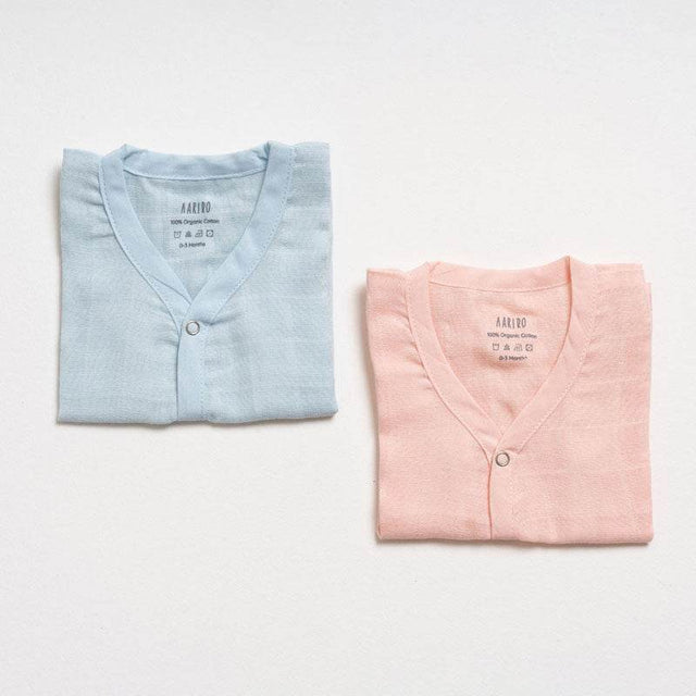 Aariro Muslin Jabla set - Blue Pink (2 Pcs)