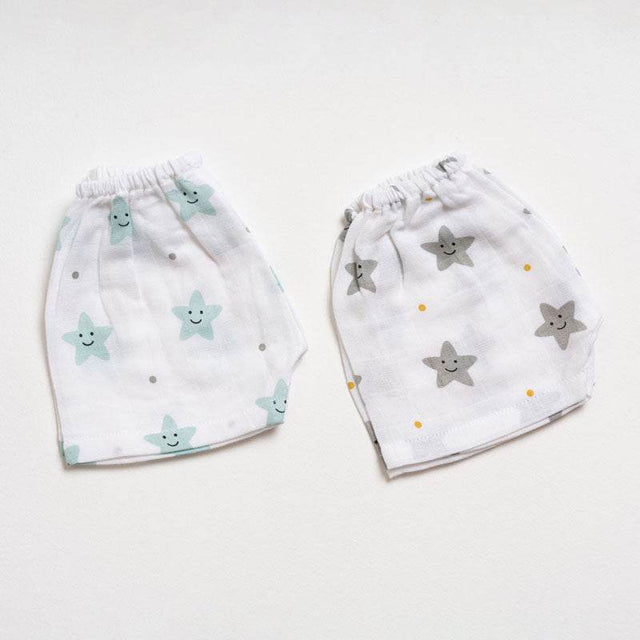 Aariro Muslin Shorts - Mint Smiley Star