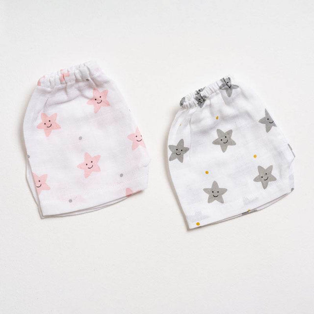 Aariro Muslin Shorts - Peach Smiley Star