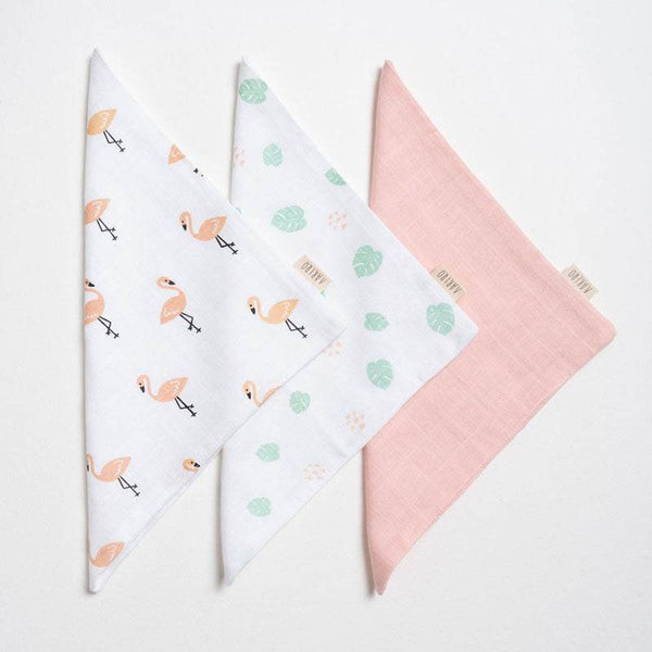 Aariro Muslin Washcloth - Tropical Flamingo (3pcs) - BabyAmore