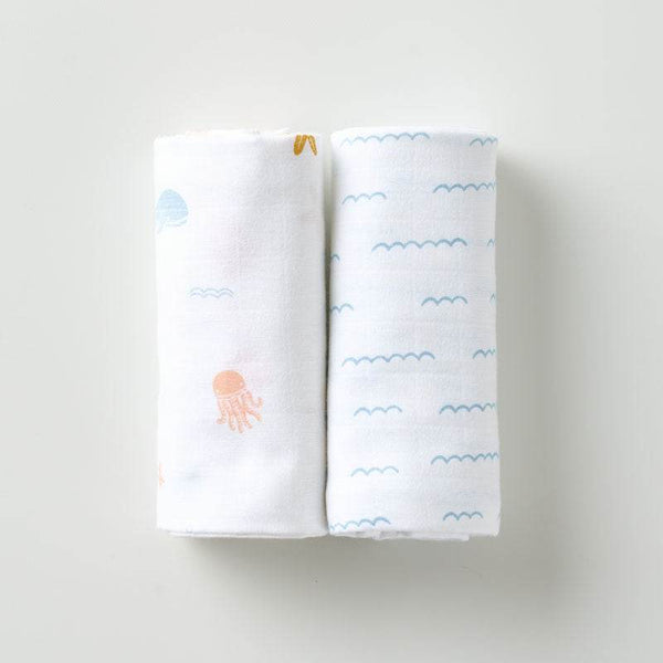 Aariro Muslin Swaddle - Under the Sea - BabyAmore