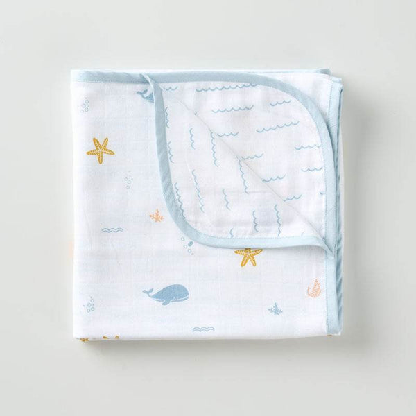Aariro Reversible Muslin Blanket - Under the Sea - BabyAmore