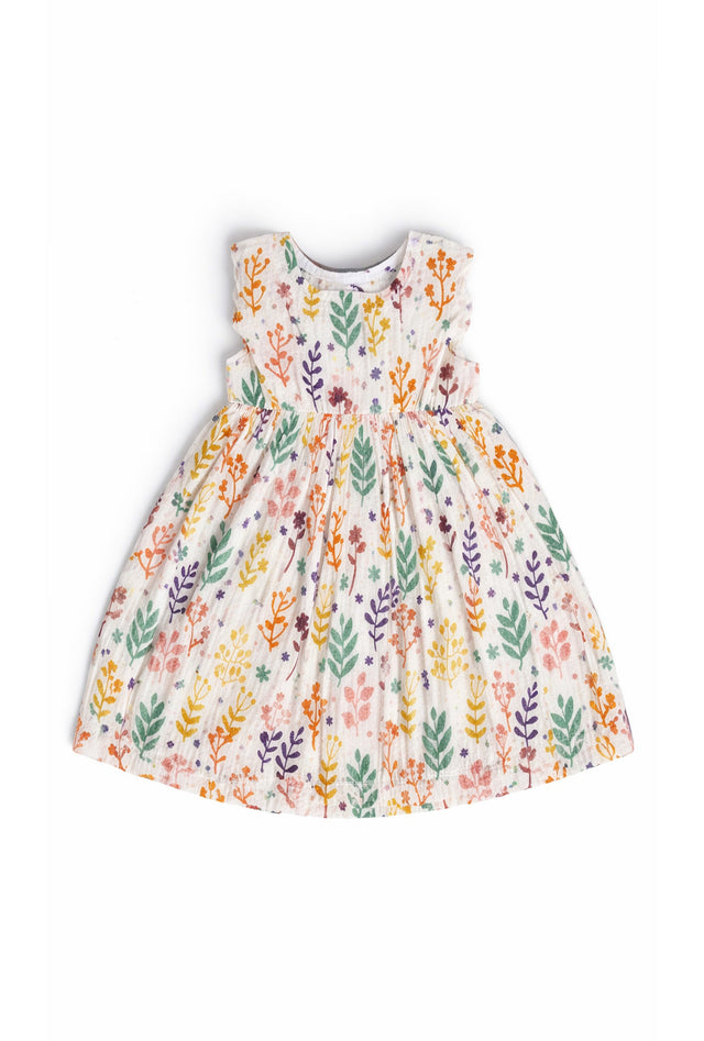 Nuberry Soft Seersucker Floral Cotton Dress for Girls