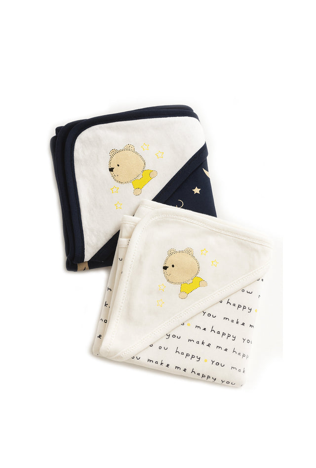 Nuberry Unisex Knitted Hooded Swaddle – Pack of 2 (Navy)