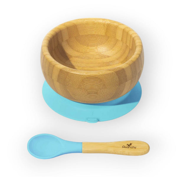 Avanchy Bamboo Suction Baby Bowl + Spoon - BabyAmore