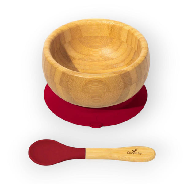 Avanchy Bamboo Suction Baby Bowl + Spoon - BabyAmore