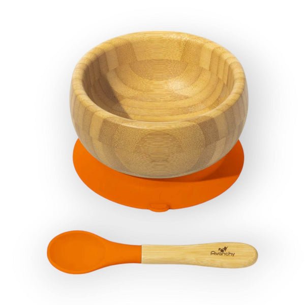 Avanchy Bamboo Suction Baby Bowl + Spoon - BabyAmore