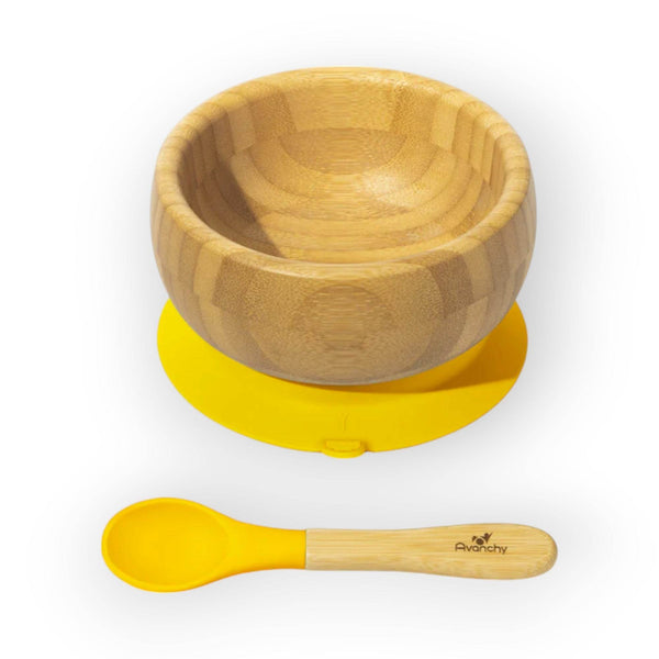 Avanchy Bamboo Suction Baby Bowl + Spoon - BabyAmore