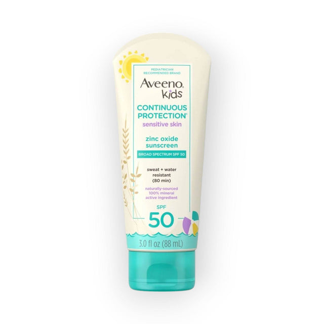 Aveeno Kids Continuous Protection Sunscreen with Broad Spectrum SPF 50 for Sensitive Skin, 88ml