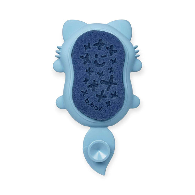 B.box Baby Soft Silicone Bath Brush with Sponge, Blue, 0m+