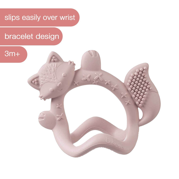 B.box Silicone Wrist Teether Fox Blush Pink, 3m+ - BabyAmore