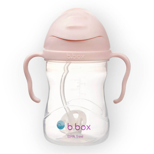 b.box Weighted Straw Sippy Cup 240ml Blush Light Pink