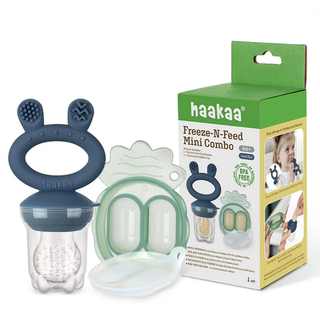 Haakaa Freeze-N-Feed Mini Combo-Food Feeder & Tray-Non-toxic Silicone Pouch with Small Holes
