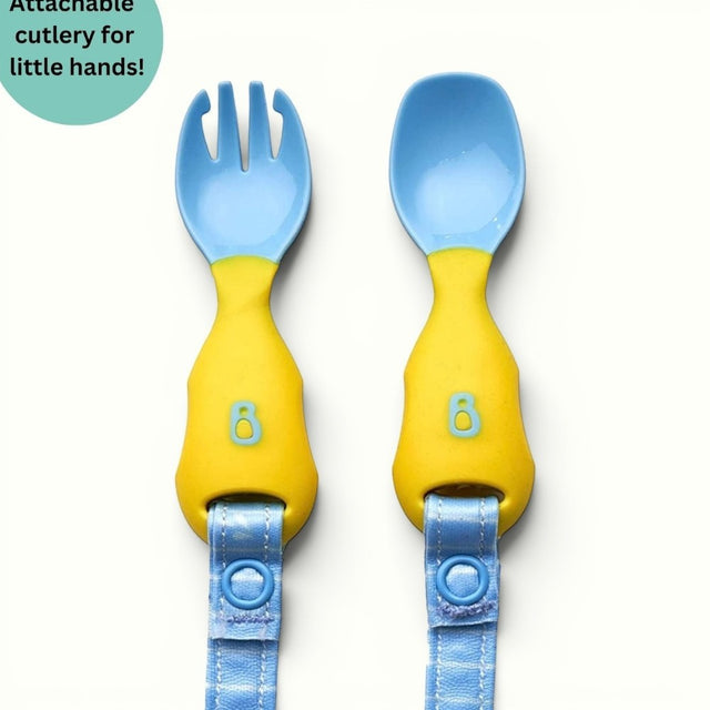 Bibado Handi Cutlery-Attachable Weaning Spoon & Fork Set-For Infants