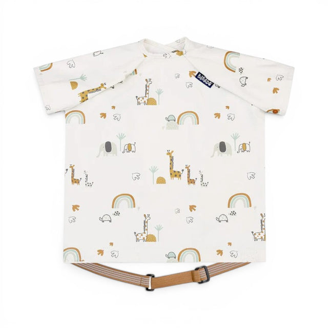 Bibado Short Sleeve Coverall Weaning Bib-Stain & Waterproof with Adjustable Straps-Serengeti Spaghetti-For Infants