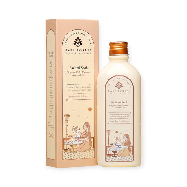 Baby Forest Badami Sneh Organic Cold Pressed Almond Oil For All Types Of Hair and Skin - 200 ml - BabyAmore