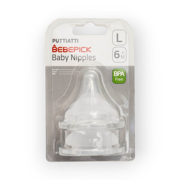 Bebepick Silicone Baby Nipples, L, 6+M - BabyAmore