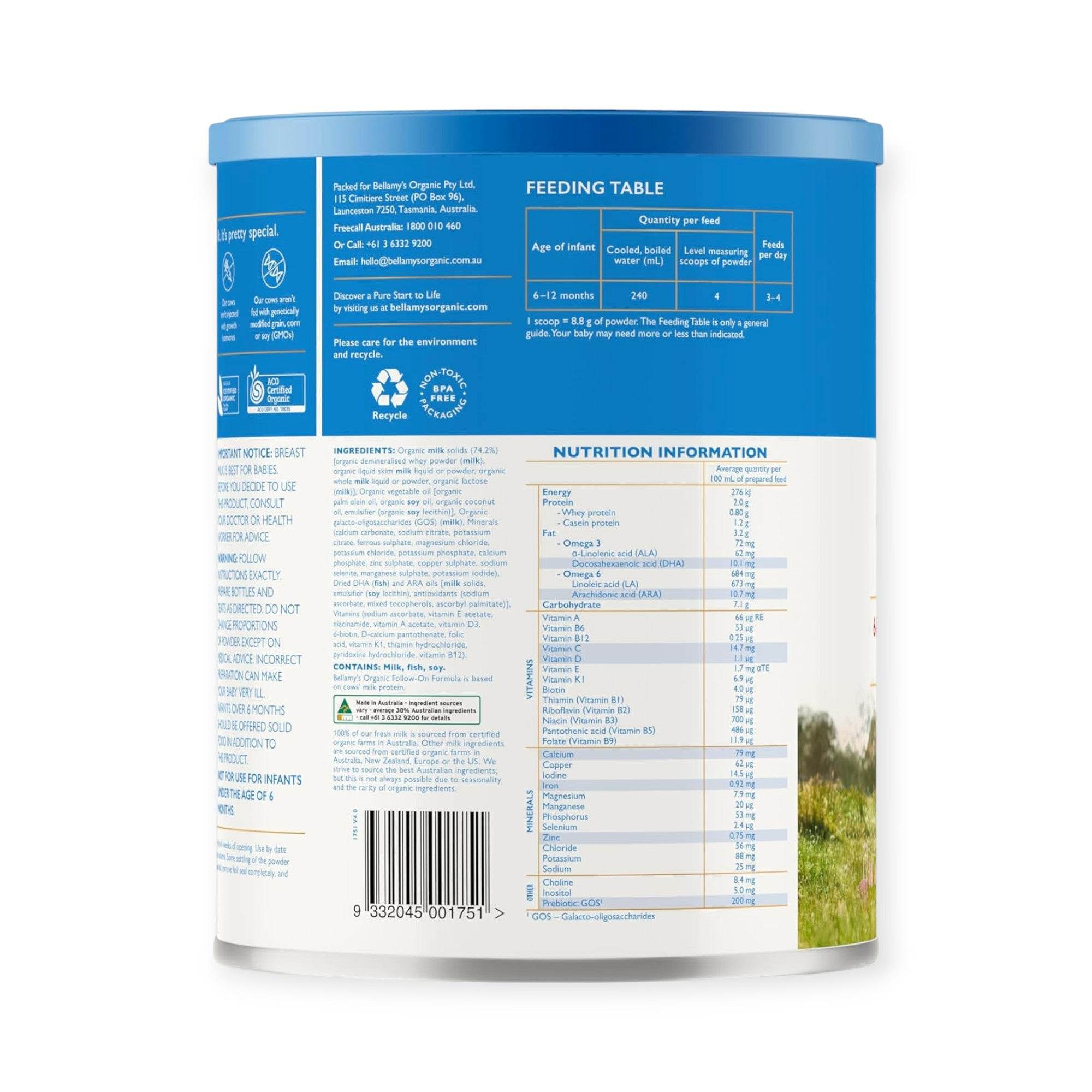 Bellamy's Organic Follow on Formula Stage 2, 6-12 Months – BabyAmore