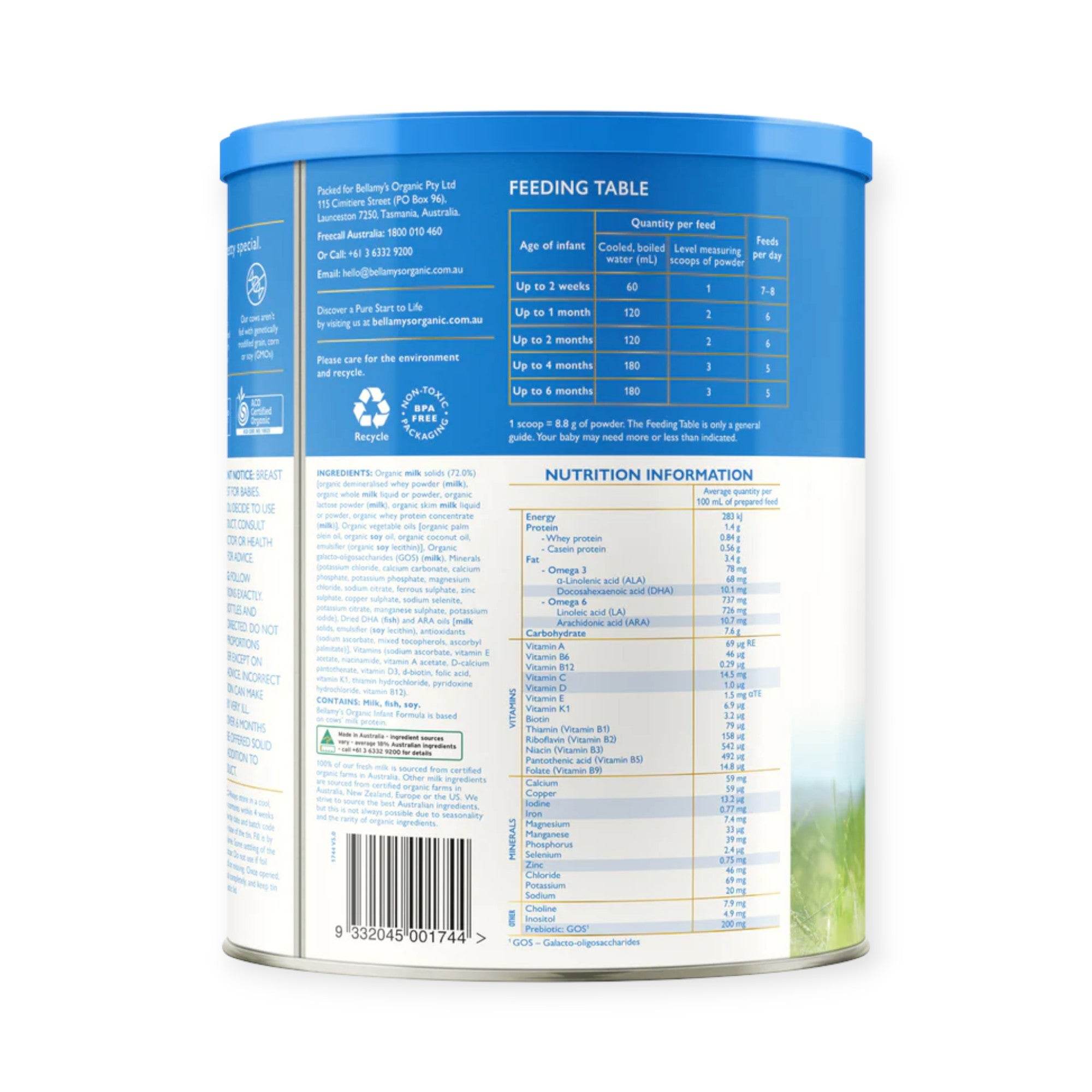 Bellamy's Organic Infant Formula Stage 1, 900g, 0-6 Months – BabyAmore