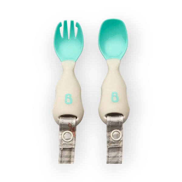 Bibado Handi Cutlery- Attachable Weaning Cutlery Set Woodland Friends Grey