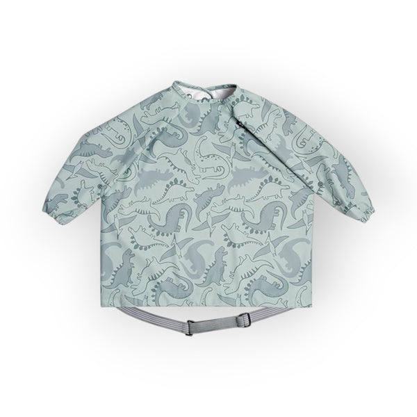 Bibado Long Sleeve Coverall Weaning Bib Dino Roar Grey