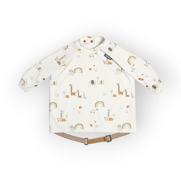 Bibado Long Sleeve Coverall Weaning Bib Serengeti Spaghetti  White