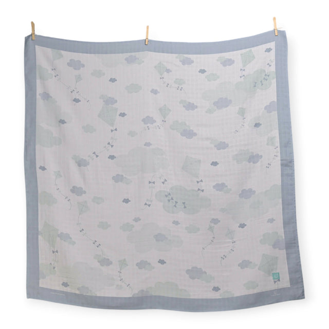 Blooms and Butterflies Swaddle Wrap Cloudy Blue