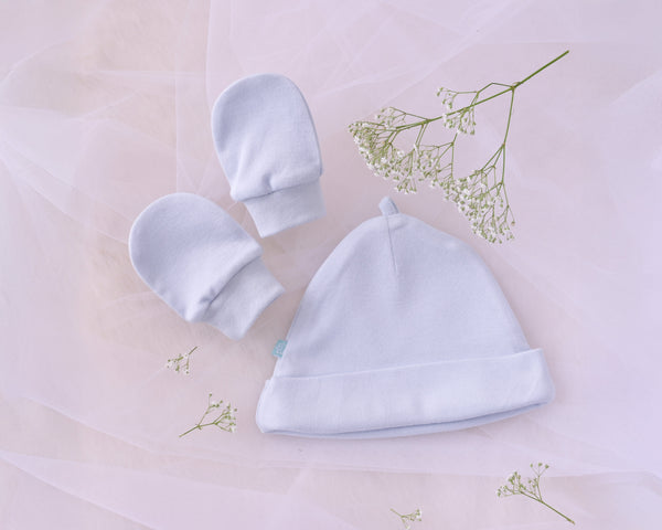 Blooms and Butterflies Blue Beanies & Mittens