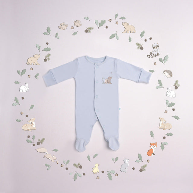 Blooms and Butterflies Newborn Sleep Suit - Blue Romper