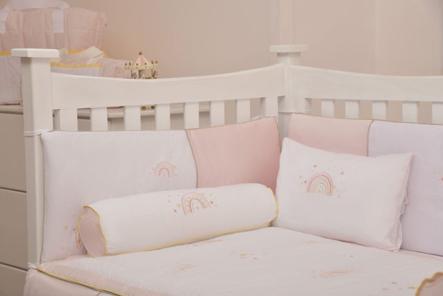 Blooms and Butterflies Rainbow Pink Bolster Pillowcase