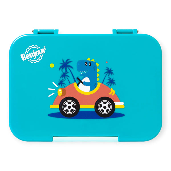 Bonjour SNAX Box Uni Clip Bento Mini Lunch Box, Green Dino