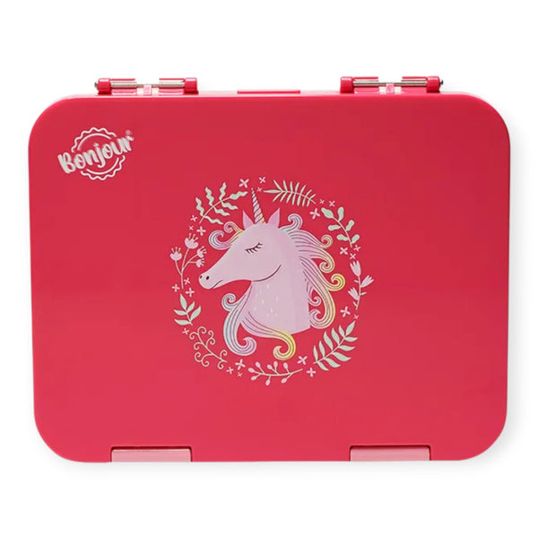 Bonjour TIFF Box Dual Clip Bento Lunch Box, Pink Unicorn