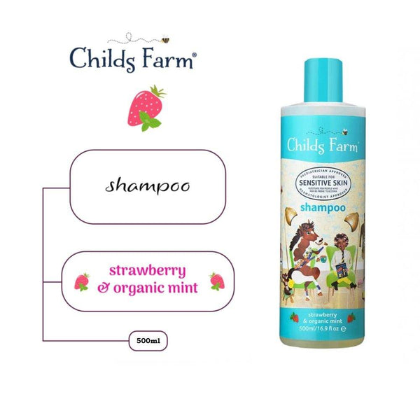 Childs Farm Shampoo Strawberry & Organic Mint, 500ml - BabyAmore
