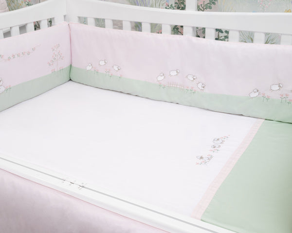 Blooms and Butterflies Lambs in Meadow Cot Sheet