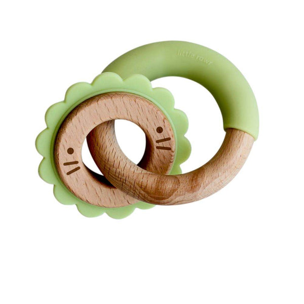 Little Rawr Wood + Silicone Disc & Ring Teether - BabyAmore