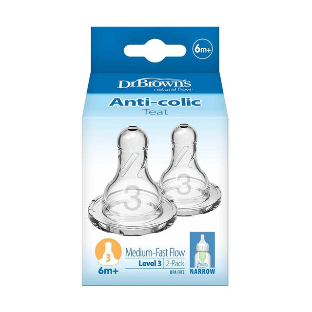 Dr. Brown's Original Narrow-Neck Nipple, Level 3 (6m+), Pack of 2