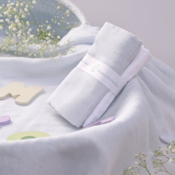 Blooms and Butterflies Baby Bath Sheet Dove Grey (Set of 2)